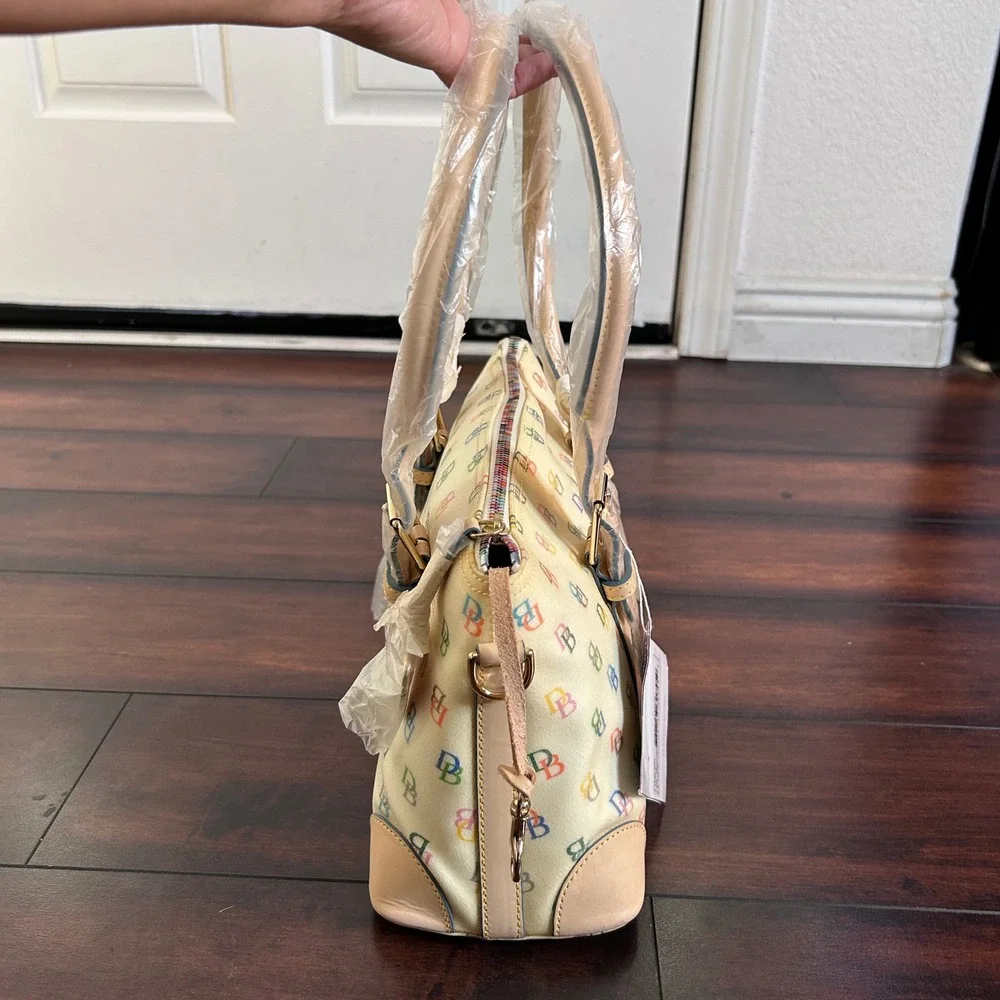 Vintage Y2K Dooney & Bourke Domed Satchel White Rainbow Monogram NWT IT40WH